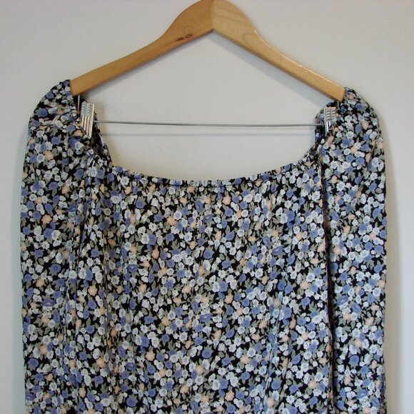 Floral Tie Front Wrap Blouse SHEIN Curve Lavender Purple Pink Black Plus 4XL 4X - Picture 10 of 12